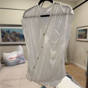 Helmut Lang White V-Neck Blouse Sz medium
